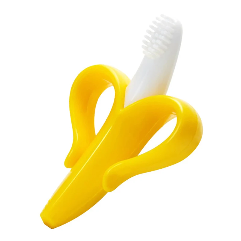 Banana Shape Safe Toddle Teether Baby Silicone Training Toothbrush BPA Free Banana Teething Ring Silicone Chew Dental Care Toot