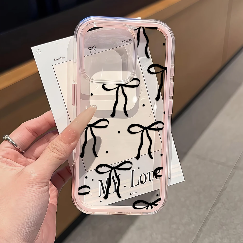 Coquette Schwarze Schleife Handyhülle für iPhone 16 14 15 Plus 13 14 15 17 16 12 11 ProMax 16 15 14 13 Pro 17Air Transparente Weiche Hülle – Detail 1