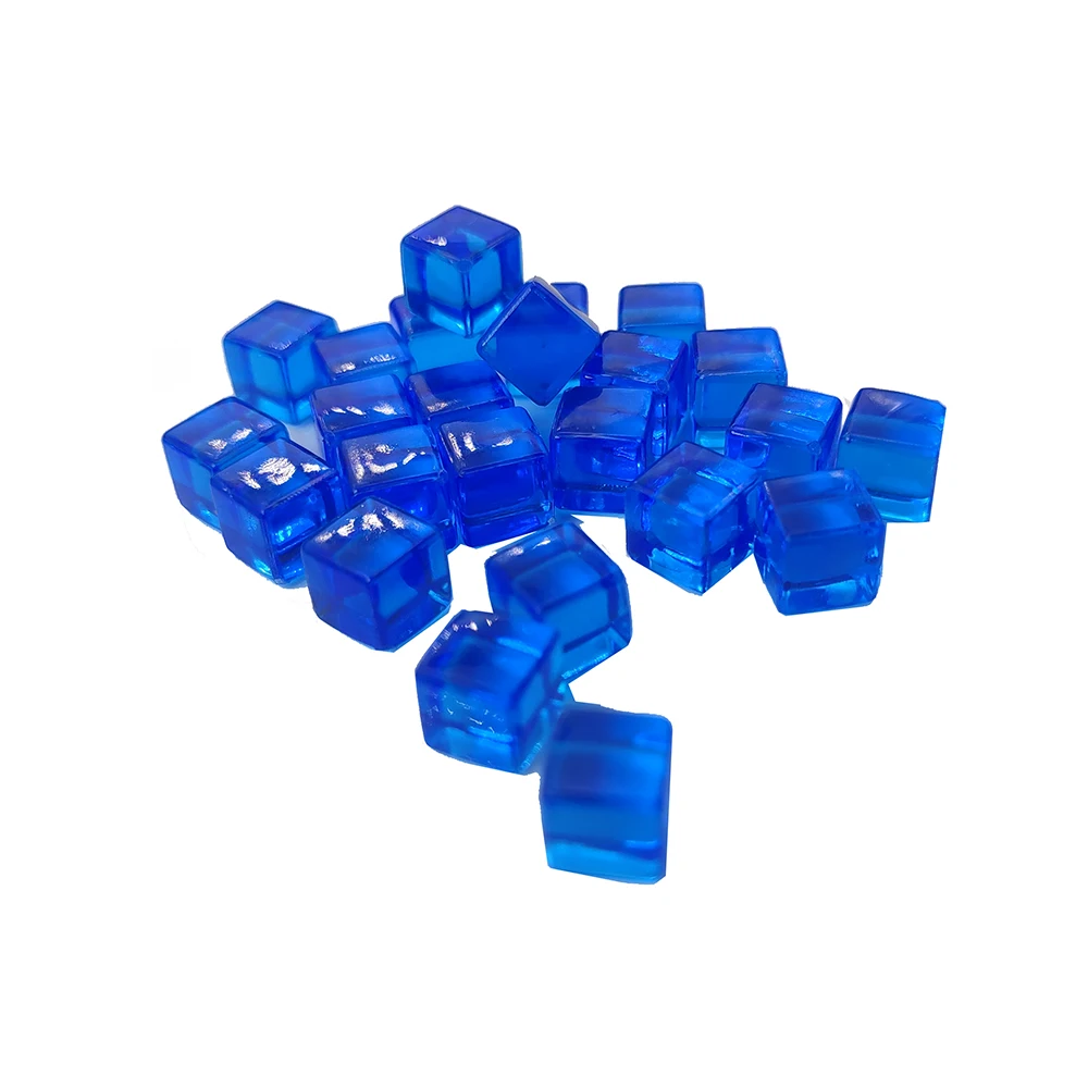 50Pcs/set 8mm Transparent blue Cubes  With Right Angle Sieve For Puzzle Board Games