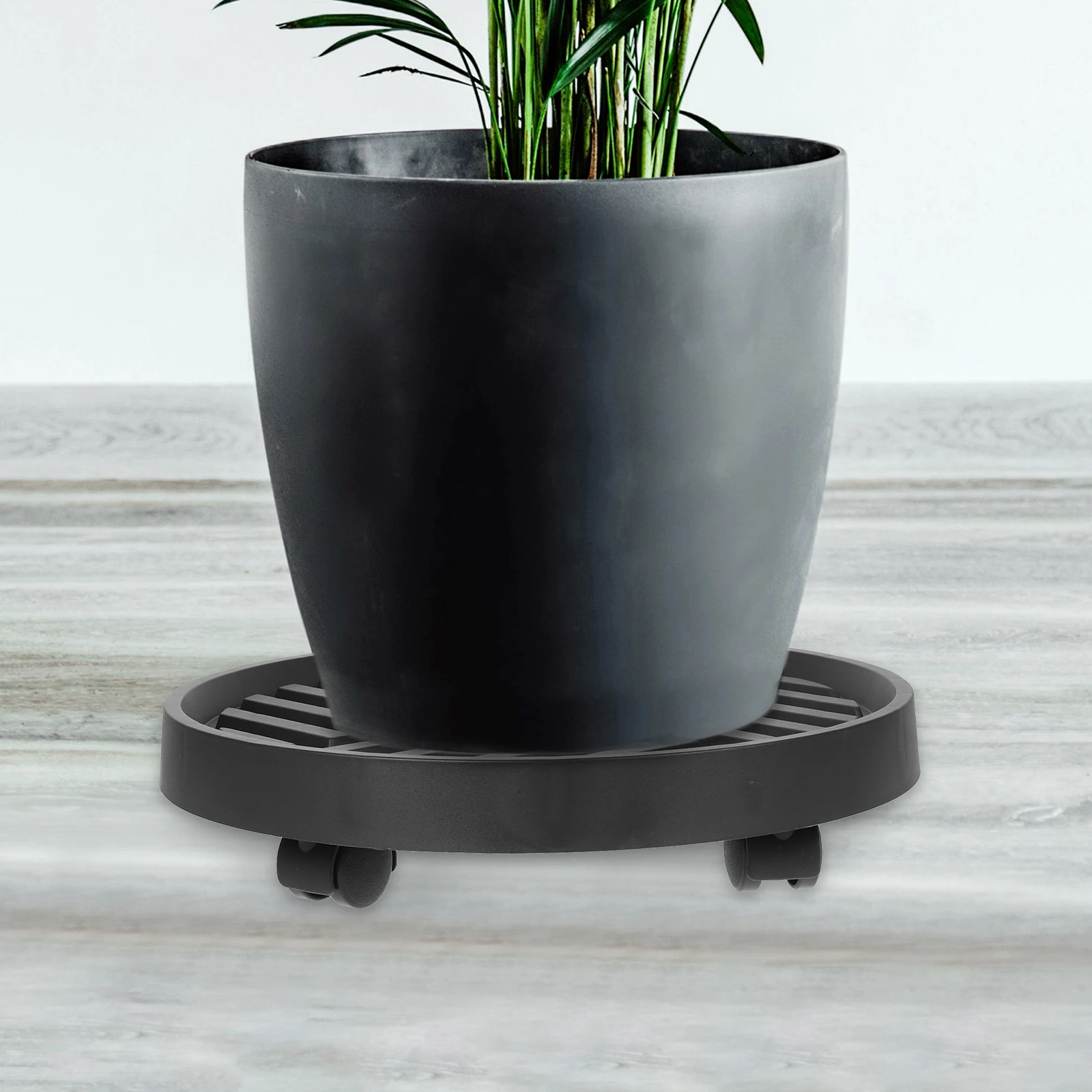 

Movable Planter Tray with Wheels Durable Black Round Size 2 Plant Roller for Pots Gardening Thickened Base Water Storage Heavy