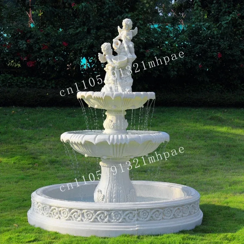 

2025Large European-style flowing water fountain, outdoor garden, fish pond, water feature, courtyard floor-to-ceiling decoration