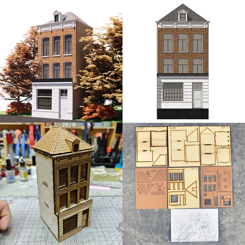 Assembly Architectural Model House Building Components European Rural Buildings Diorama Train Railway Scale Model Kit 1/87 HO
