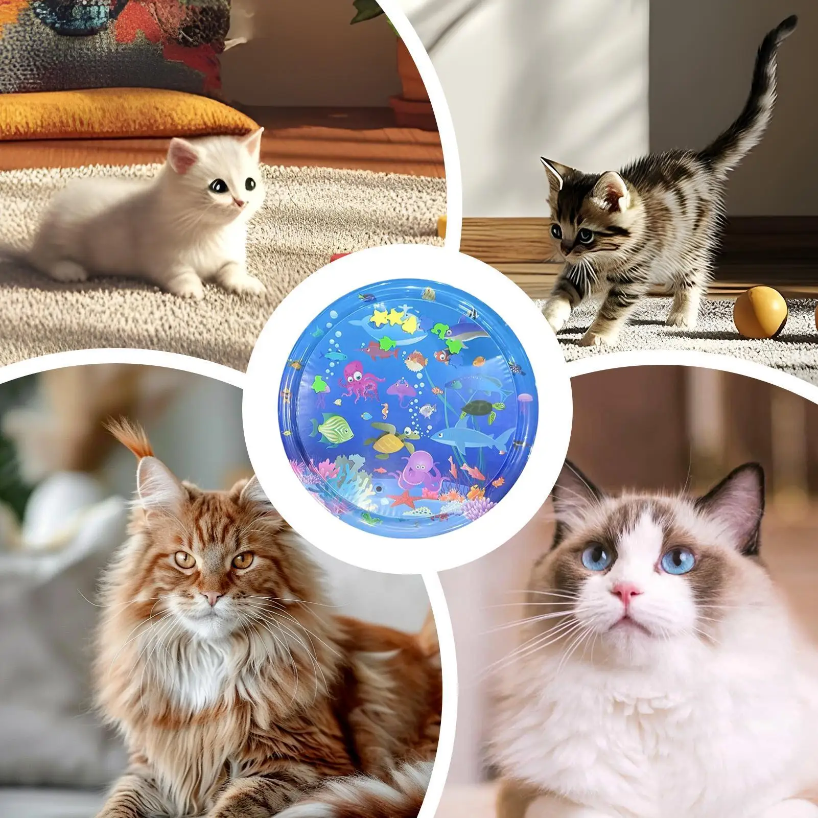 Water Mat for Babies Pet Cooling Pad Interactive Foldable Washable Cooling Mat for Outdoor Indoor Water Play Puppy Cat Pet