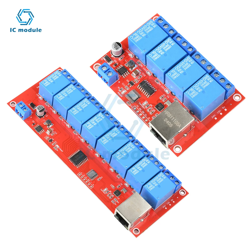 DC 5V/12V/24V 4/8 Way TCPIP Network Ethernet Relay Module Switch LAN Control Smart Device Remote Control