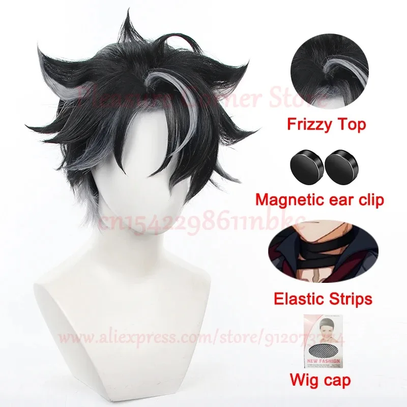 Game Genshin Impact Fontaine Wriothesley Cosplay Wig Black Gradient Gray Cosplay Cosplay Wigs Heat Resistant Synthetic Wig