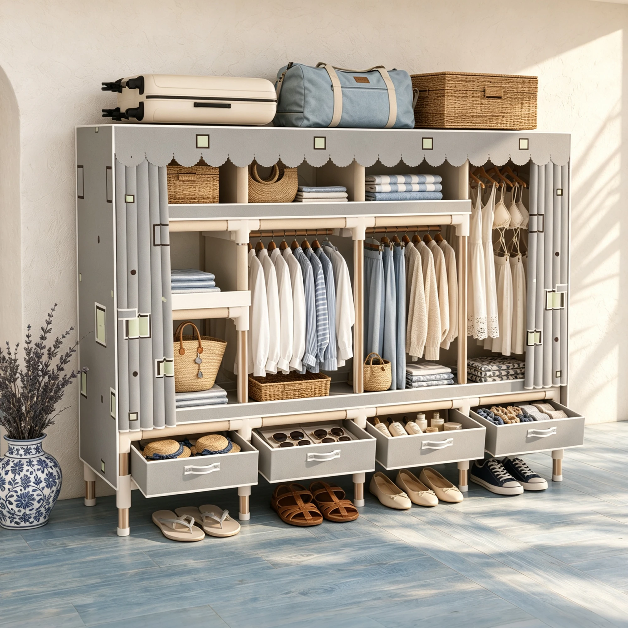 Wardrobe Closet Portable Fabric Cover - Armadio Portatile per Abiti con Struttura