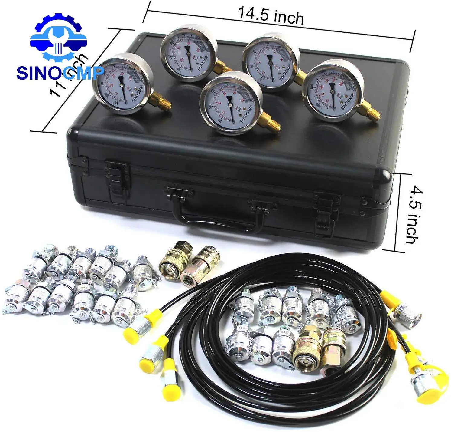 

5 Gauge 24 Couplings Hydraulic Pressure Test Kit Quick Connector for CAT Komatsu