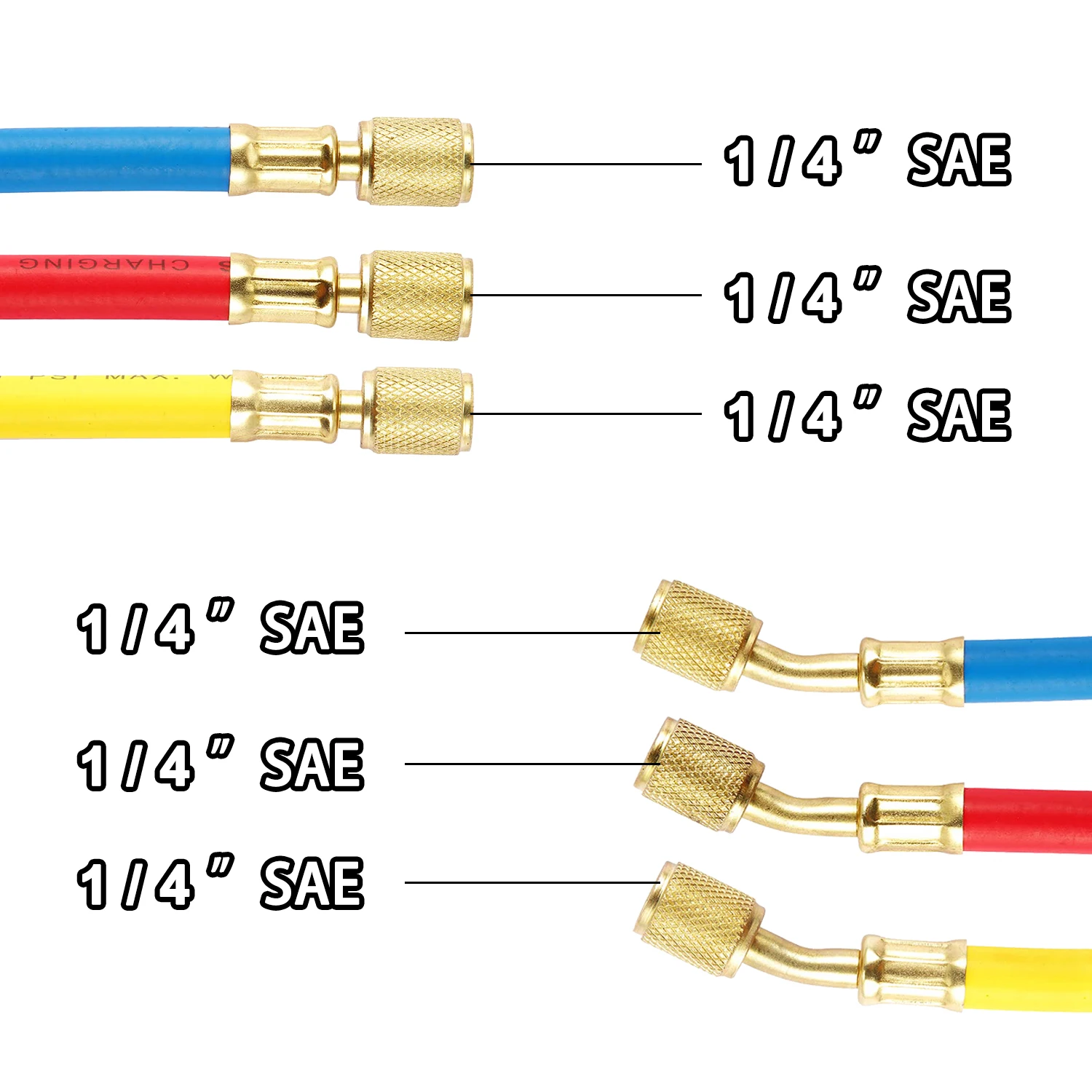 Tubo flessibile di ricarica ca Kit tubo raccordi a bassa perdita per R134A R12 R22 R502 manometro del collettore dell\'aria condizionata del