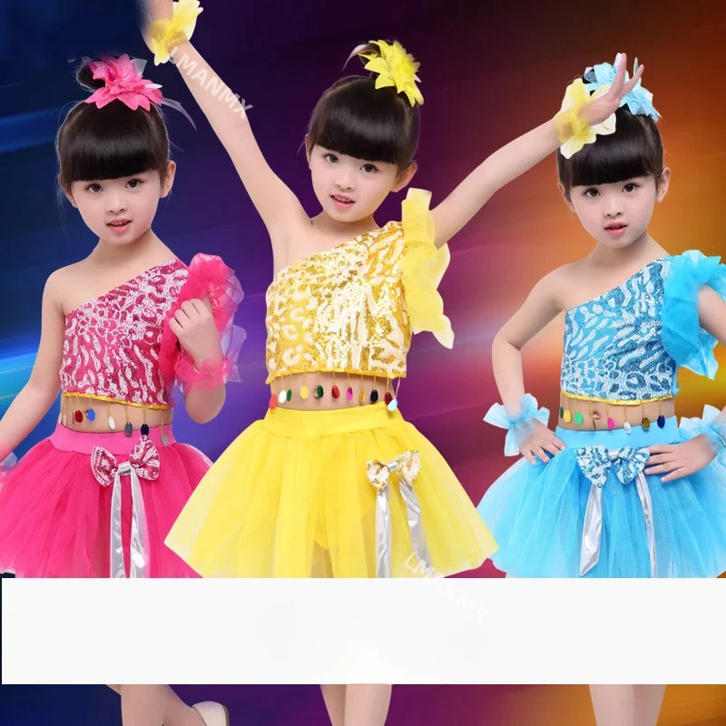 

Girls Jazz Dance Latin Dance Children's Costumes Sequins Princess Dresses