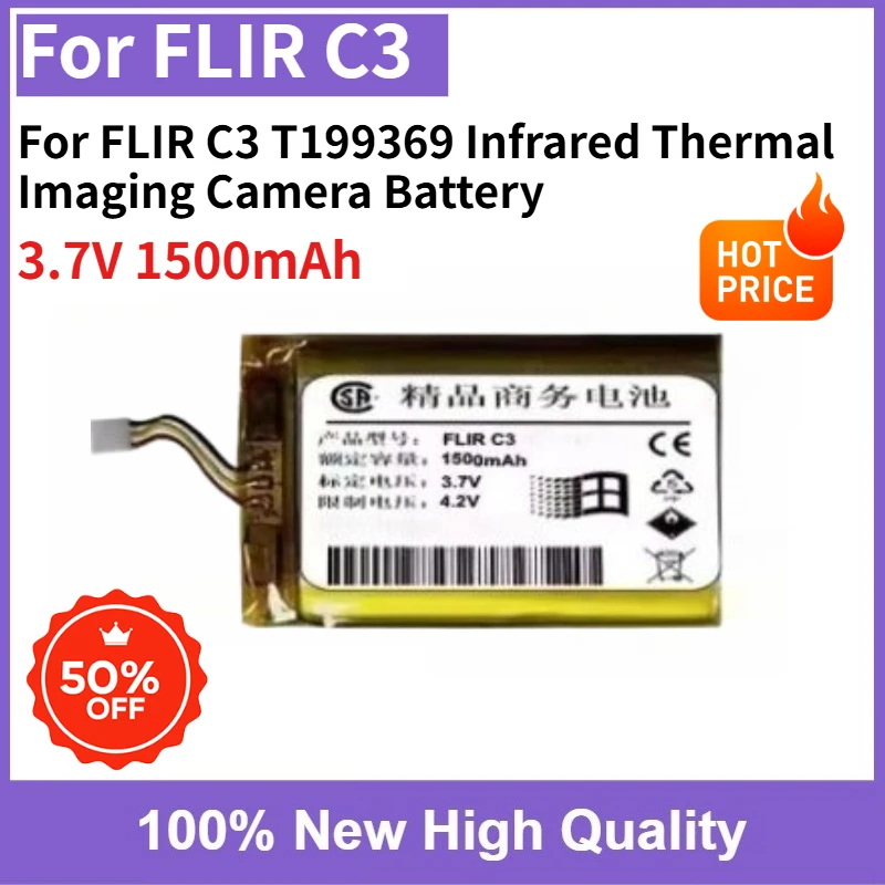 High Quality Brand New 3.7V 1500mAh Replaceable Battery for FLIR C3 T199369 Infrared Thermal Imaging Camera Battery