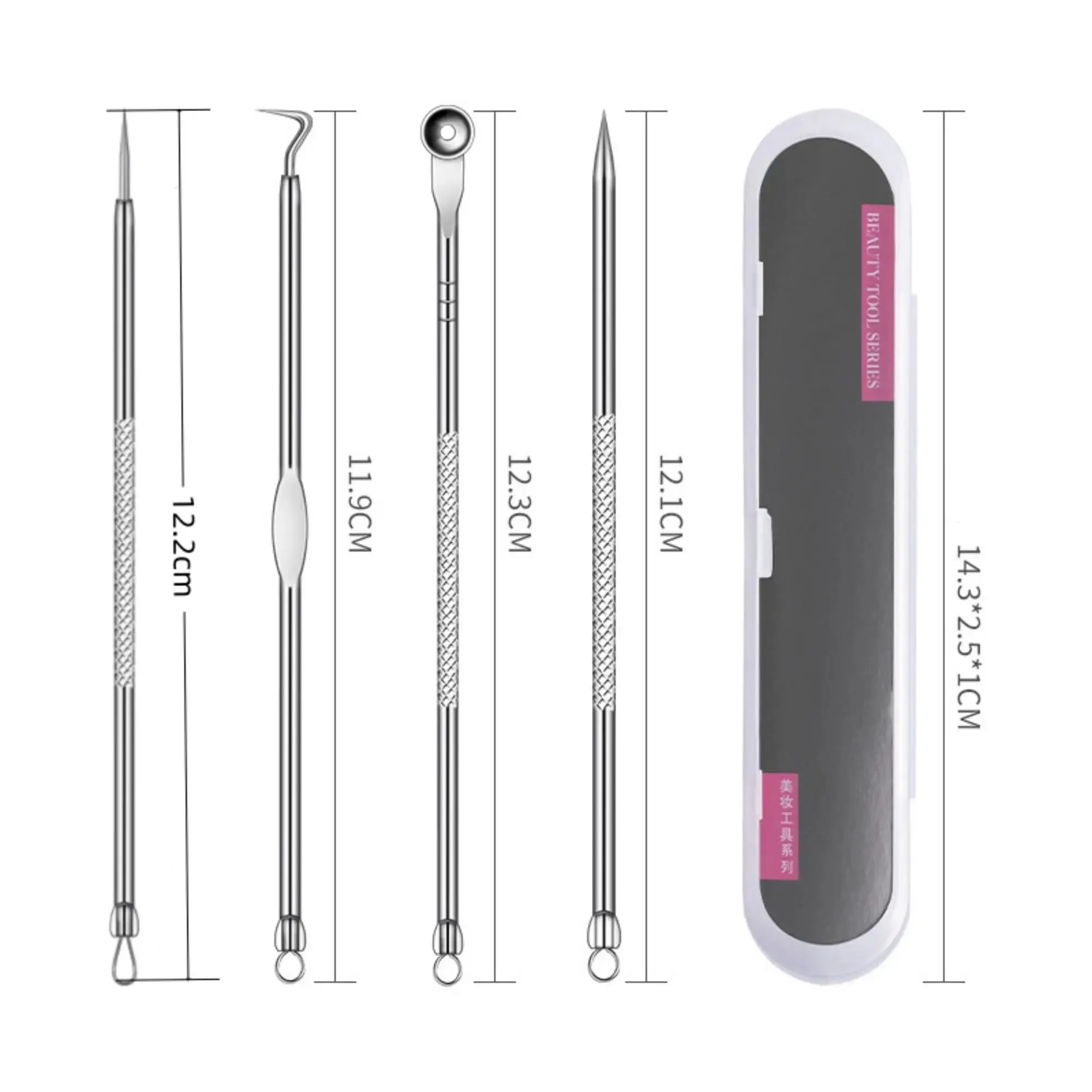 4PCS Blackhead Remover Acne Needle Tools Set Face Cleaning Black Dots Pimple Comedone Extractor Pore Cleaner Skin Care Products