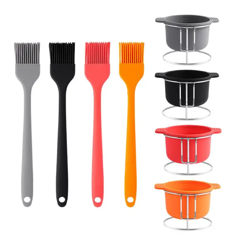 

Silicone Food Brush 8pcs Heat Resistant Cooking Brush For Oil And Sauce Grilling Sauce Bowl Set Kitchen Oil Spreading Helper