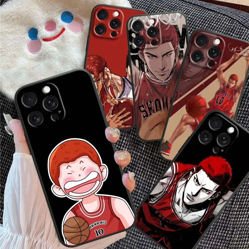 

Anime S-Slam D-Dunk Sakuragis For Apple iPhone 16 16E 15 14 13 12 11 XS X Pro Max Plus Black Soft Silicone Cover Phone Case