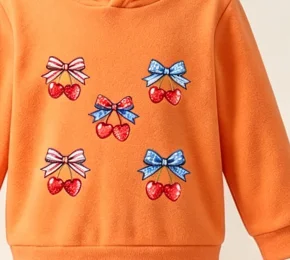 Kids Girls Bow Cherry Graphic Hoodie Tracksuit 2PCS Casual Sweatshirt Pants Outfit