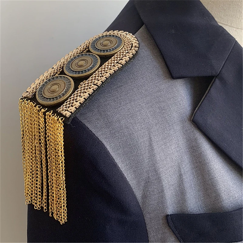 Multiple Styles Fashionable Creative Personalized Retro Clothing Suit Accessories Metal Tassels Shoulder Badges Handmade