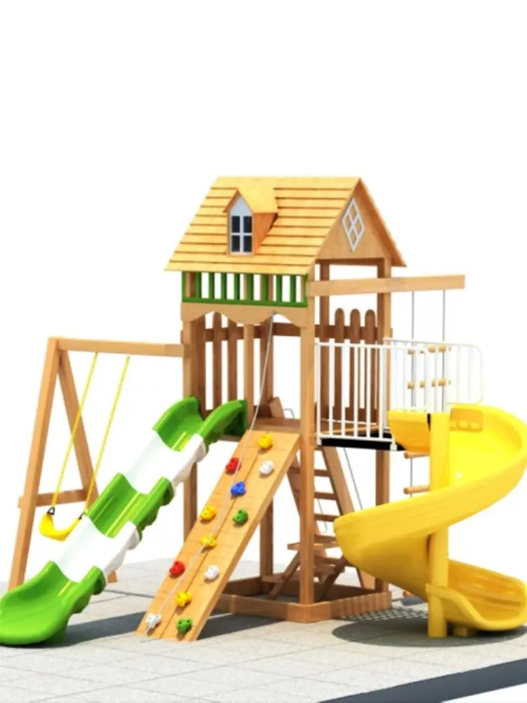 

Outdoor children's slide wooden swing combination tree house outdoor kindergarten courtyard wooden pirate ship climbing toy