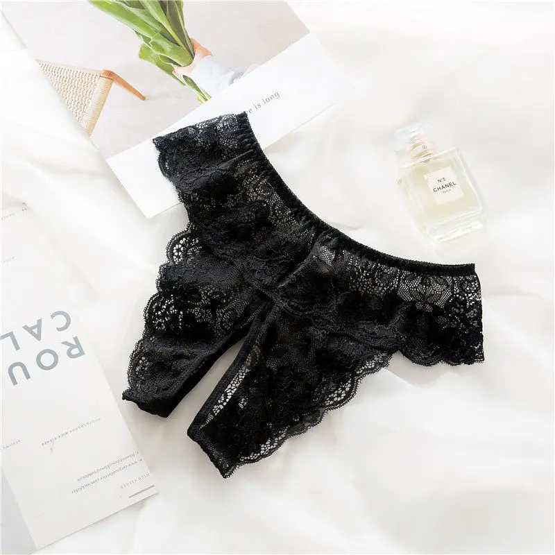 New XXL - 4XL Plus Size Ladies Sexy Underwear Panties Open Crotch Thong Can Be Inserted Free Take Off Briefs Transparent for Sex