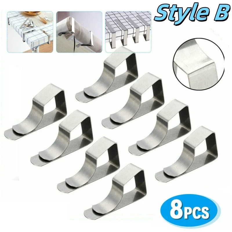 Clip para mantel de acero inoxidable, 8 Uds., cubierta para mesa de Picnic de boda, soporte de Clip, Clips estables para mantel, Clip fijo para restaurante