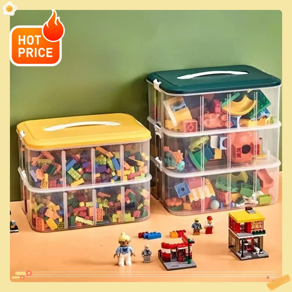 Boîte de rangement transparente empilable (nouveau), bac en plastique anti-poussière et résistant à l'humidité, organisateur classé pour blocs de construction Lego pour enfants
