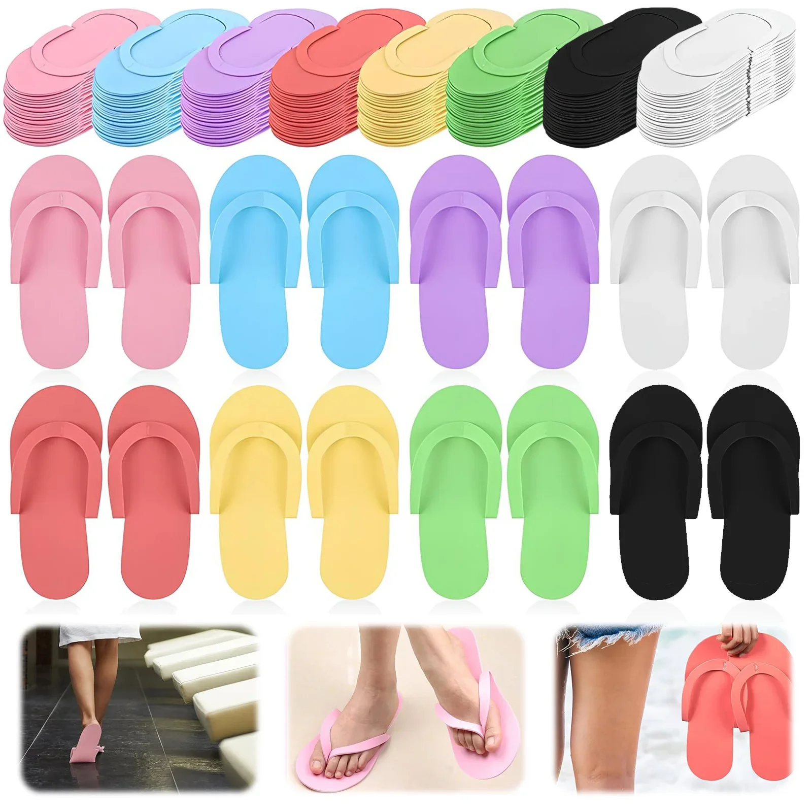 Zapatillas de pedicura desechables, chanclas de Spa multicolores desechables de espuma, zapatos de pedicura para salón de mujeres, Spa de uñas