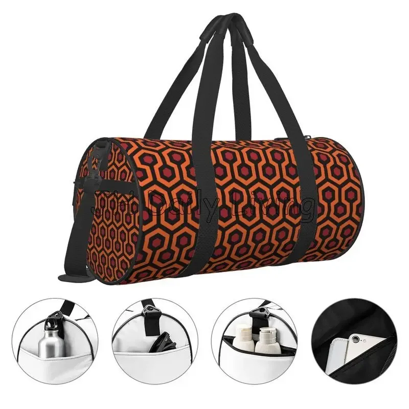 The Shining Overlook Hotel Pattern Round Travel Duffle Bag Waterproof Durable Handbags Yoga Gym Bag Outdoor Sports Fitness Bags