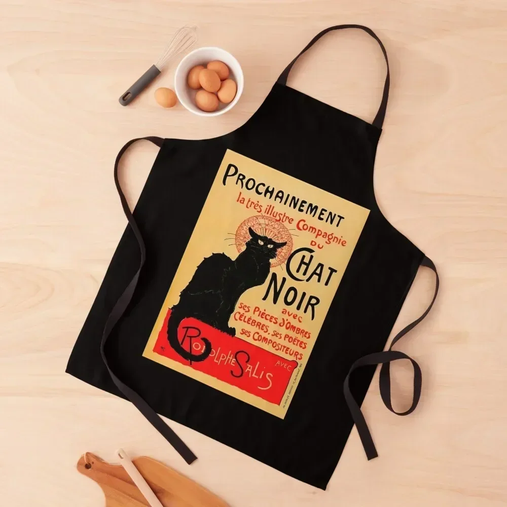 Vintage Le Chat Noir France Advert Apron professional hairdresser House Things For Home And Kitchen Apron