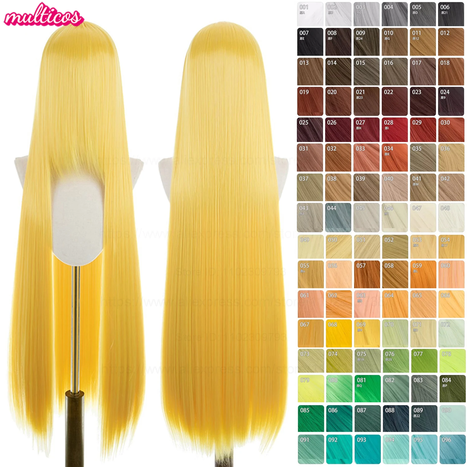 

192 Colors 600g 100cm Long Straight Cosplay Wig Heat Resistant Hair White Black Gray Red Brown Red Blonde Blue Green Anime Wigs