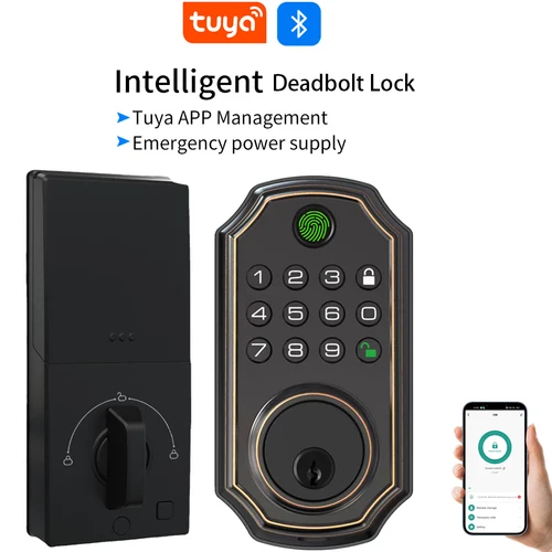 Imagen 1 del producto Cerradura Inteligente LD03 con Pestillo, Cerradura de Puerta sin Llave con Contraseña, Teclado Táctil, Desbloqueo por Aplicación Tuya y Bluetooth, Bloqueo Automático