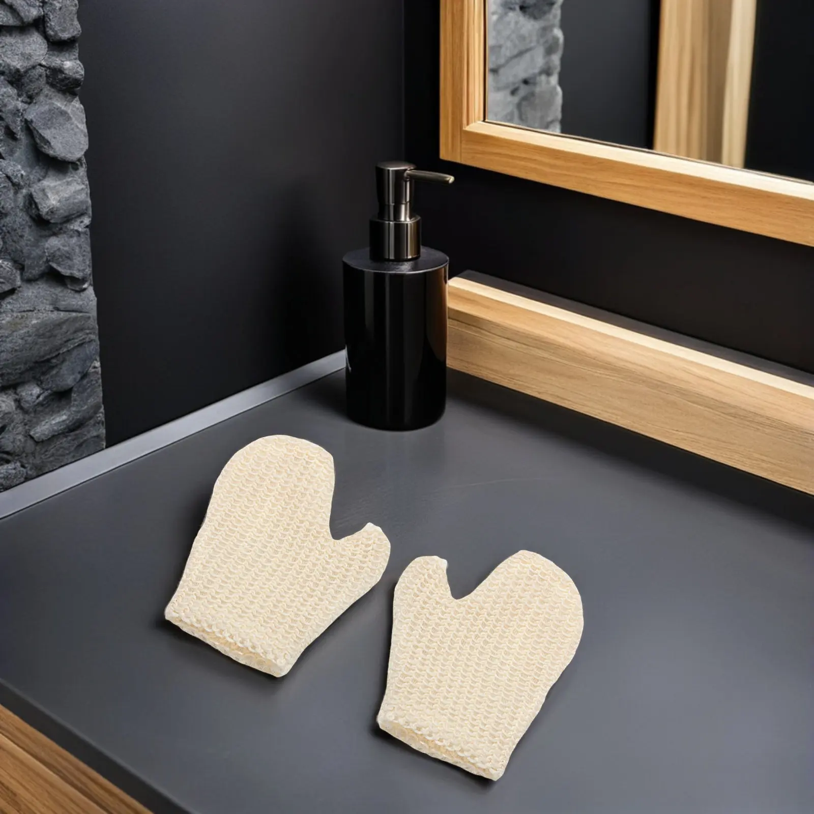 2Pcs Exfoliating Bath Mitts Premium Natural Sisal Scrub Mitten for Face Neck Ear Deep Cleansing Circulation