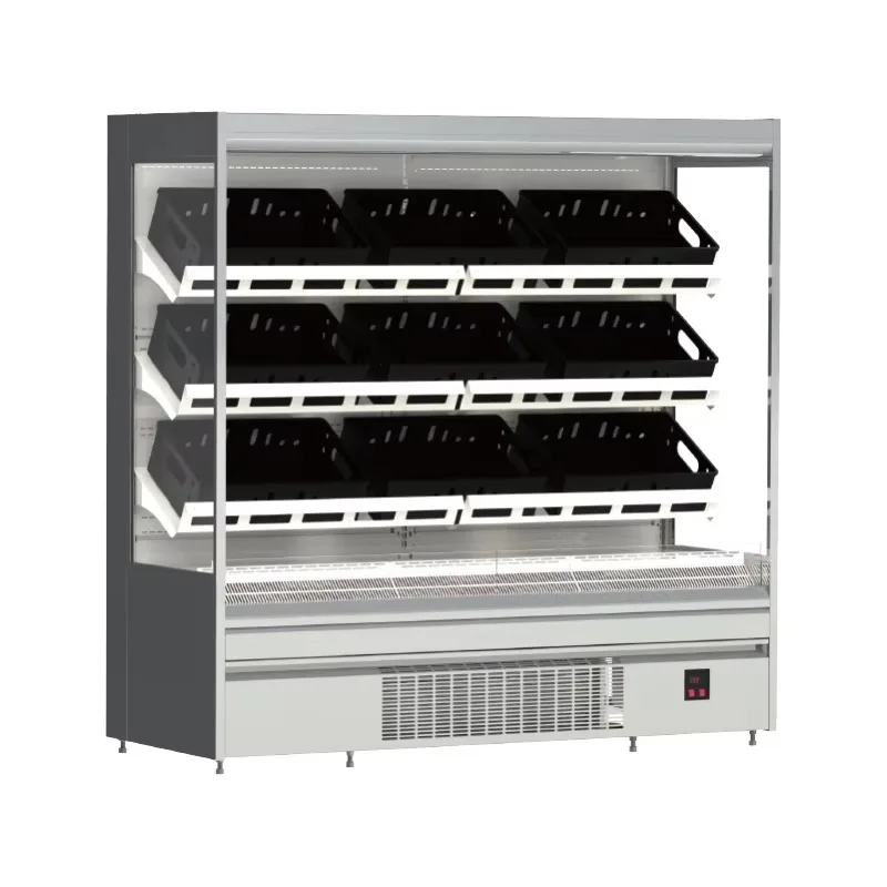 Vertical Open Display Cooler Commercial Refrigerator for Fresh Fruits Vegetables Upright Supermarket Custom