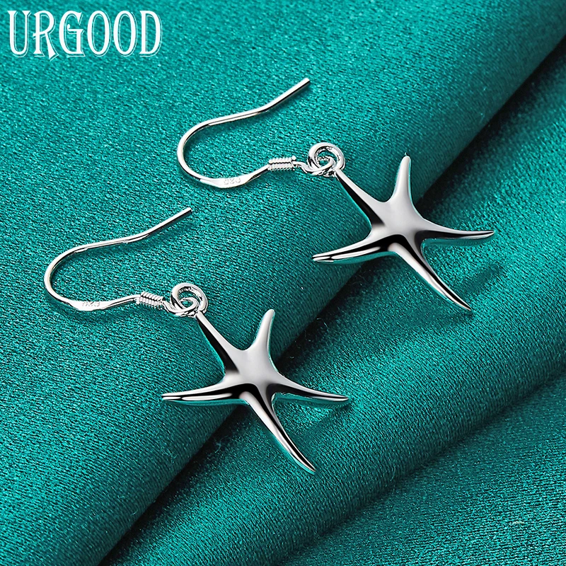 

925 Sterling Silver Starfish Drop Earrings For Women Party Engagement Wedding Fashion Jewelry Gift