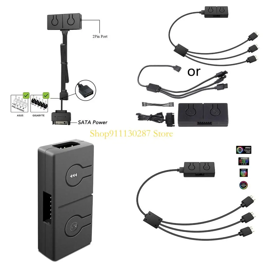 

J1HC RGB Fan Converter 5V to 12V 4pin Adapter Hub Manual Controller