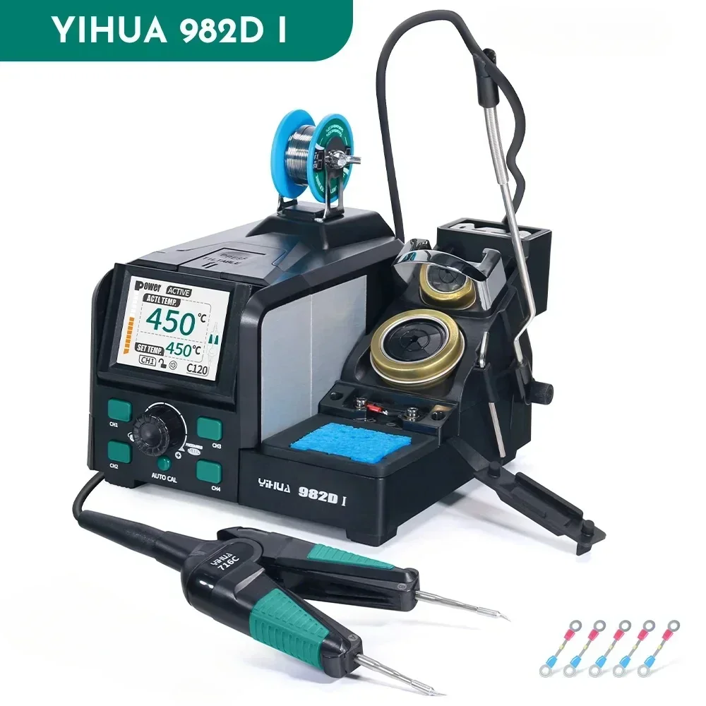 YIHUA 982D-I Precision Tweezers Soldering Iron Station for SMT SMD Micro Component Rework Station with Auto Calibration