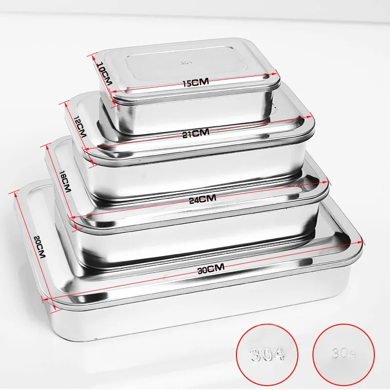 

304 thick Stainless steel Sterilization tray box square plate without hole cover dental surgical instruments