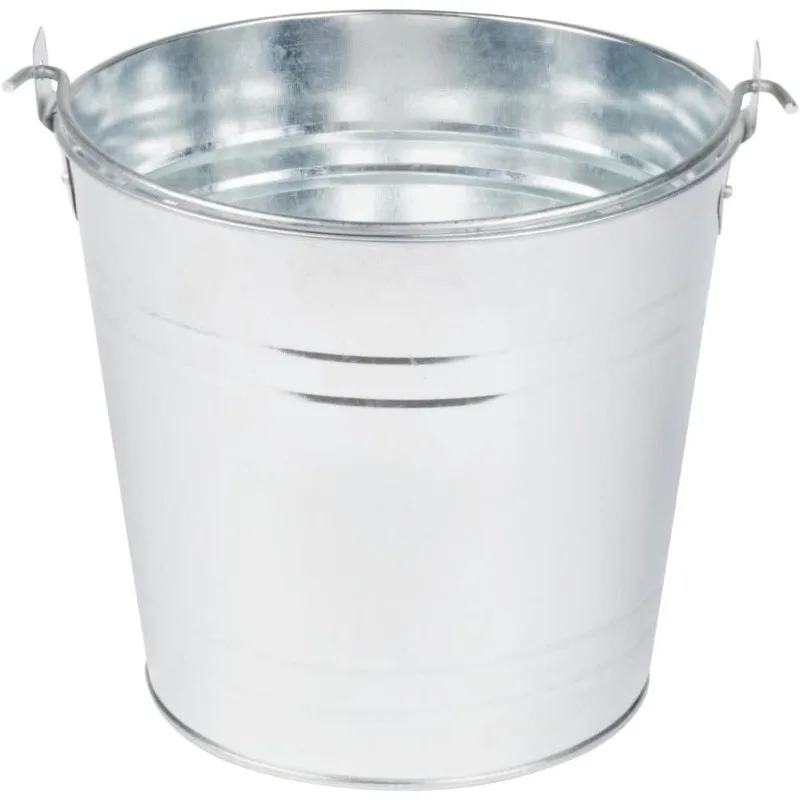 Natural Galvanized Steel Pail with Handle, 1.16-Gallon, 8