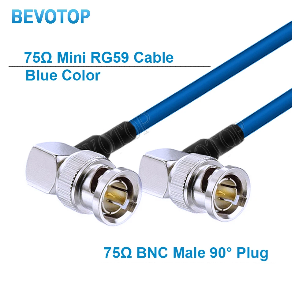 1 Uds azul 75Ohm BNC tipo HD SDI BNC macho a BNC macho Mini Cable RG59 75-2.5 1855A Pigtail para HD-SDI 3G-SDI 4K cámara de vídeo CCTV