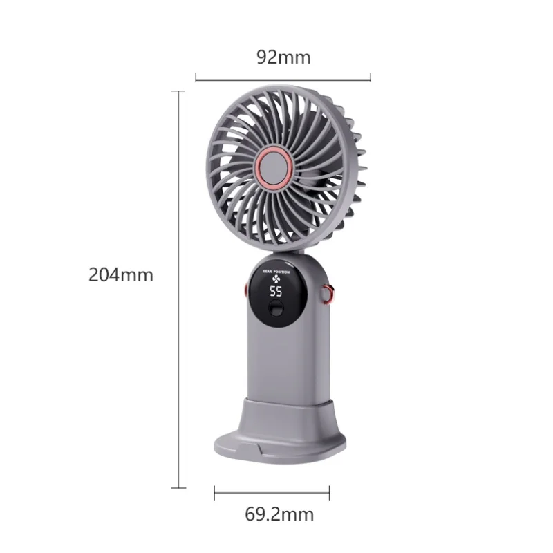 Portable Fan, Battery Operated Fan, 5 Speeds Personal Fan with Base, Digital Display, 180° Ajustable Lash Fan Makeup Fan