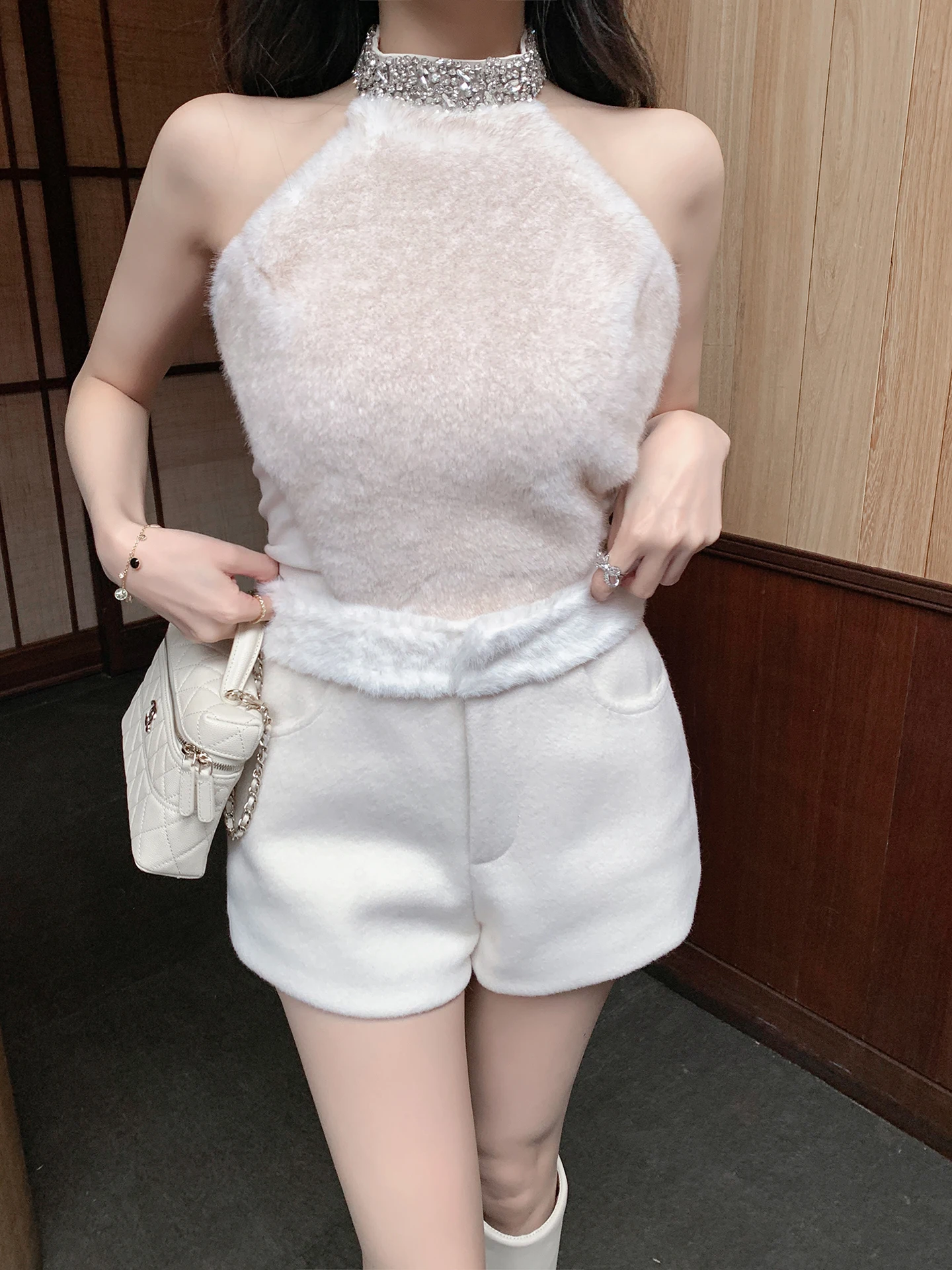 

Белые повседневные брюки на флисовой подкладке для женщин, свободные, зимние, новые, в стиле Zhouyeye Lazy Pure Desire, с высокой талией