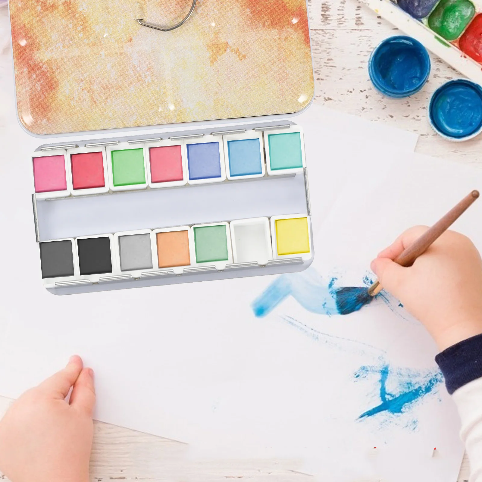 

Железный ящик для акварели, модуляция, металлическая палитра, пустой лоток, держатель для смешивания пигментов для рисования
