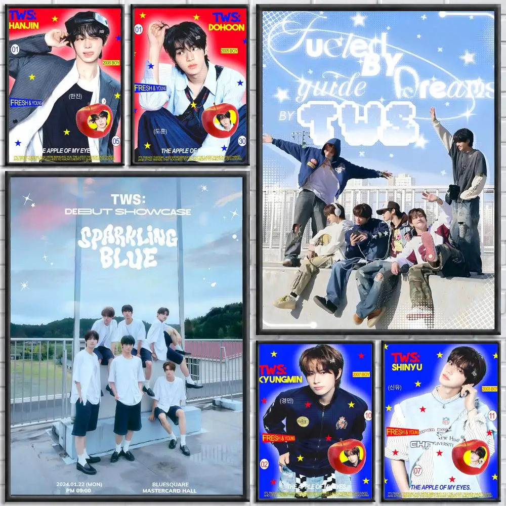 Idol Group TWS Poster Self-adhesive Art Waterproof Paper Sticker Coffee House Bar Room Wall Decor