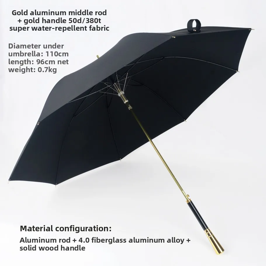 Golden Aluminum Alloy Handle, Scepter Umbrella, Light Luxury, High-end, Long Handle Umbrella, Suitable For Sunny And Rainy Days 6