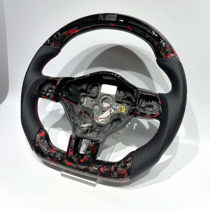 

High-end LED Screen Forged Carbon Fiber Leather Car Steering Wheel For Volkswagen Golf MK6 GTI R Custom Leather Steering Wheel
