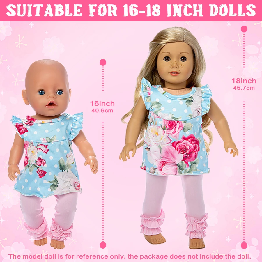 Doll Clothes Dress Set for 18Inch Girl American Reborn Doll T-shirt+Bow Skirt Sunglasses Sports Clothes Shoes Girl's Toys Gift