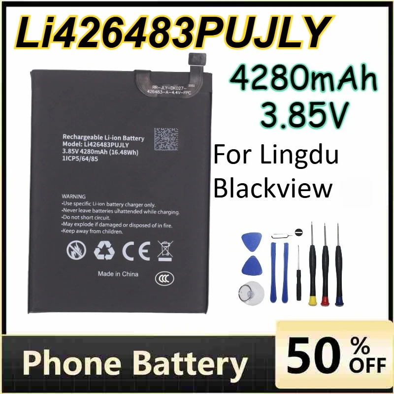 

4280mAh 3.85V Li426483PUJLY Phone Batteries for Lingdu Blackview Large Capacity Rechargeable Battery +Tools