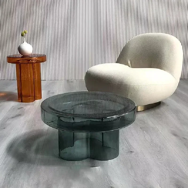 

Modern creative light luxury colored glass coffee table model house villa people