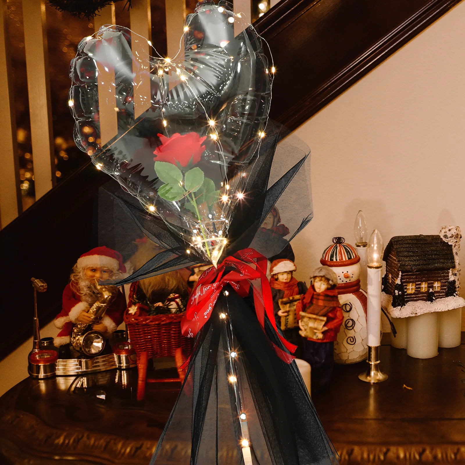 

2 Pcs Decorative Lamps Wedding Favor Shine Decorations for Home Party Heart Plastic Light up Bouquet