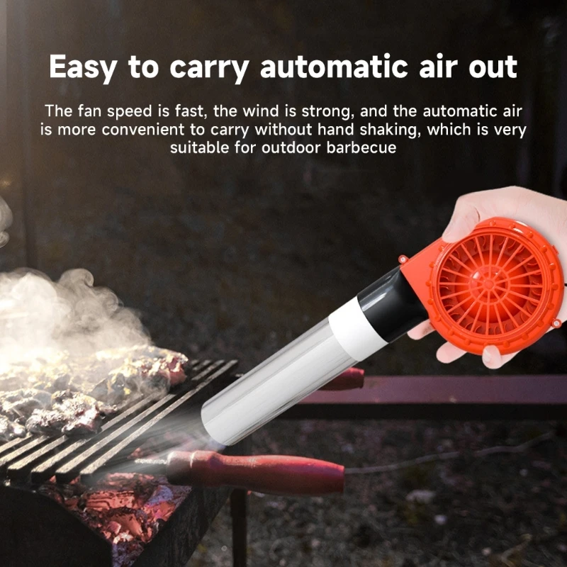 Portable BBQ Fan Air Blower Handheld Battery Powered Barbecue Fan Air Blower Outdoor Camping Picnic Grill Cooking Tool