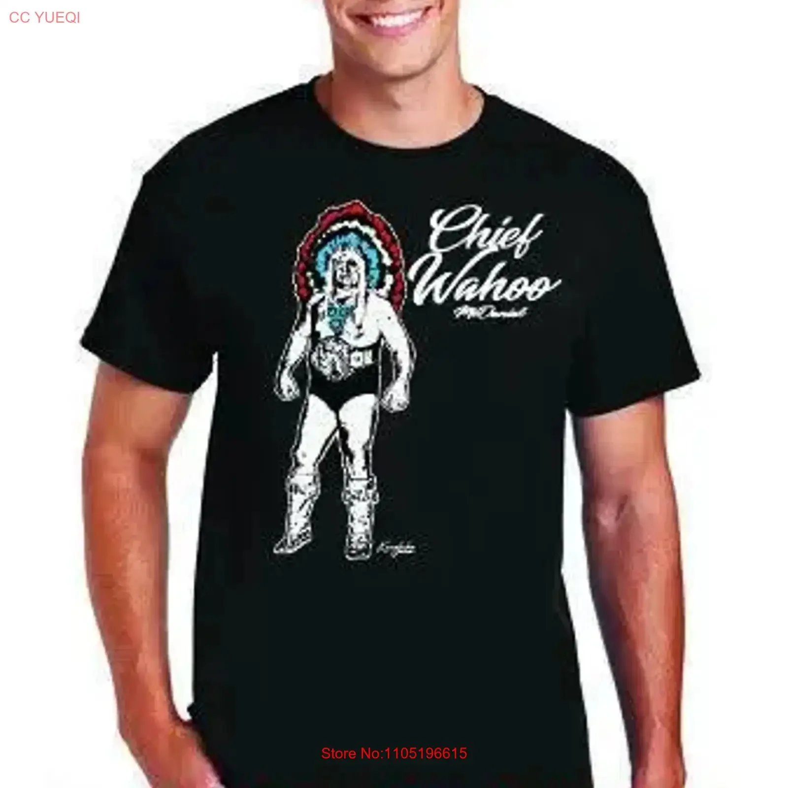 Pro Wrestling's Chief Wahoo McDaniel Camiseta de edición limitada W Cert of Auth vintage Ropa de calle lavada Transpirable Unisex Elegante