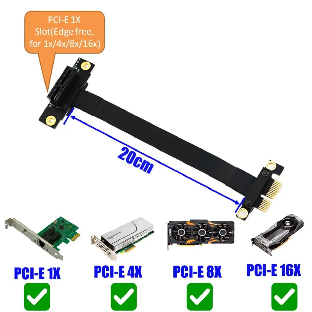 PCIE X1 Flexible Extension Cable High Frequency Low Attenuation Conversion Adapter for PC Video Cables and Expansion