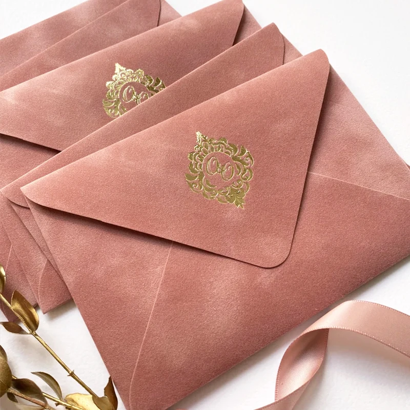 Luxuoso veludo Envelopes para negócios, produto personalizado, alto grau, logotipo impresso personalizado